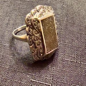 *Just sold* Antique Georgian Sterling Aurora Borealis Druzy Quartz & Marcasite